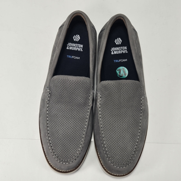 Johnston & Murphy Hodges Perforated Men's Gray Nubuck Leather Loafers Size 13 - Picture 6 of 15
